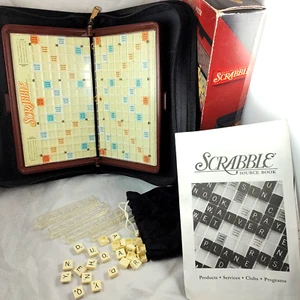 Hasbro Travel Scrabble Folio Zippered Case Board Trays Locking Tiles Instruction - Picture 1 of 6