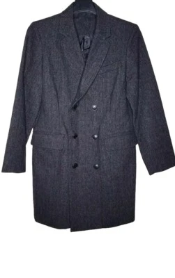 Abrigo de invierno Stafford espiga doble pecho nuevo sin etiquetas para hombre gris lana mediano  Foto 1 de 4