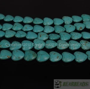 Blue Mixed Howlite Turquoise Gemstone 18mm Loving Heart Loose Spacer Beads 16" - Picture 1 of 16