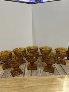 Vintage Indiana 4 Inch Amber Sherbet 8 Total - Picture 1 of 7