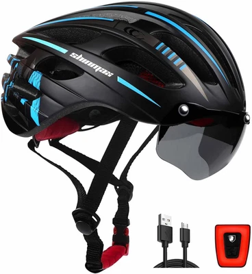 Caschi Da Bici per Uomo E Donna,  Casco Da Bici MTB Con Occhiali Magnetici E Luc - Immagine 1 di 4