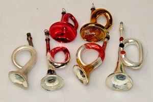 Konvolut Vintage Glas FRANZÖSISCHE HORNPOSAUNE Trompete Weihnachtsschmuck Germany - Bild 1 von 9