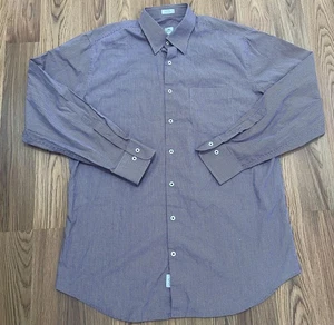 Peter Millar Shirt Mens Large Red Blue Micro Check Long Sleeve 100% Cotton Plaid - Picture 1 of 9