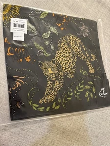 ECHO 100% silk Twill square Bandana scarf - BLACK Jungle Leopard New Black - Picture 1 of 4