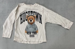Zara Kids Langarmshirt Gr. 6 Beige Bär Hoodie Grafik Hughtown New York - Bild 1 von 6