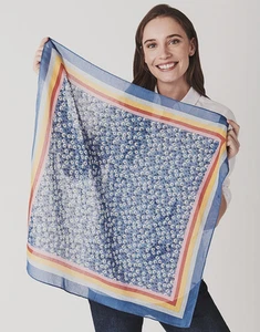NWT CREW CLOTHING COMPANY COTTON GAUZE RAINBOW STRIPE NECKERCHIEF 61cm x 62.5cm - Picture 1 of 7