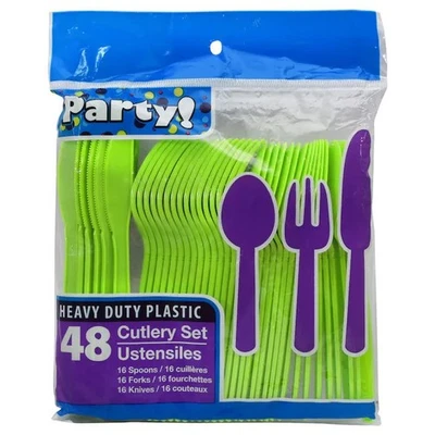 UTENSILIOS DE FIESTA VERDE Tenedores, Cuchillos, Cucharas Foto 1 de 2
