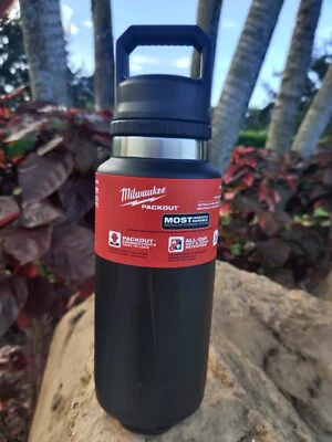 Milwaukee 48-22-8397B PACKOUT 36 oz botella aislante negra con tapa chug NUEVA ✅ Foto 1 de 4