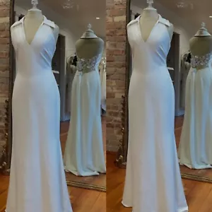 Victorian Wedding Dresses 1950s Sleeveless Mermaid Vintage Chiffon Bridal Gowns - Picture 1 of 15