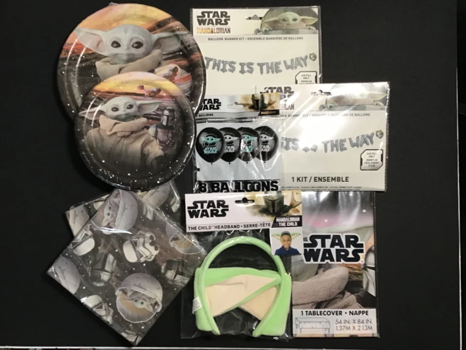 Decorações de festa de aniversário Star Wars + pratos de banner de toalha de mesa mandaloriana + NOVO - Imagem 1 de 4