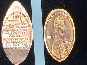 gepresster Pfennig länglich VERLORENE SCHLÜSSEL ZURÜCKGEGEBEN Satz 3 Stempelglanz Kupfer Cent BRAZZELL - Bild 1 von 8