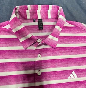 Adidas Pink and White Stripped Mens Golf Polo Cool and Breathebale - Picture 1 of 5