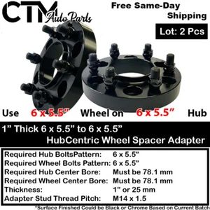 2x 1" Thick 6x5.5" HubCentric Wheel Spacer Adapter Fit Silverado Suburban Tahoe - Picture 1 of 4