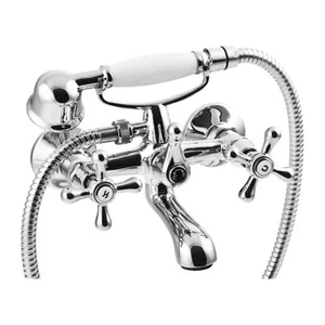 BADLAND Komplette Set Badewannenarmatur ROMA Silber Badarmatur Wannenbatterie - Bild 1 von 2