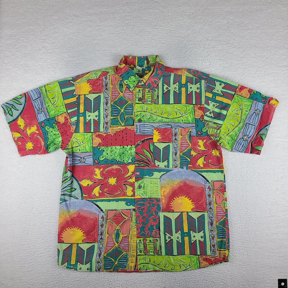 The Territory Ahead Shirt Mens Large Multi Color Aztec Casual Hawaiian Button Up - Image 1 of 4