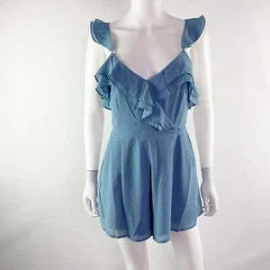 Lulus Romper Blue Spaghetti Straps Ruffles Size S New - Picture 1 of 11
