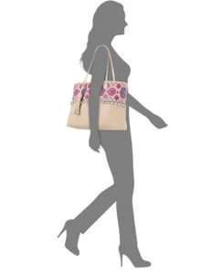 Angel by L. Martino $148 NWT Lily Extra Large Beaded Tote Multi Color Bohemian - Picture 1 of 5