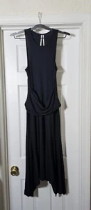 Vestido Anthropologie Sin Mangas Sin Mangas Negro Acanalado Midi Dobladillo en Niveles Talla Mediana - Imagen 1 de 4