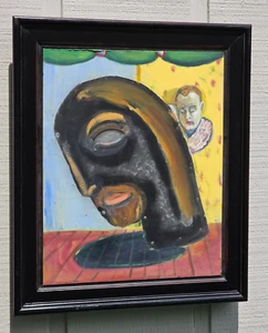 MICHAEL BYRON OIL PAINTING "THE GOD PROBLEM" ABSTRACT 1985 B. 1954 Mixed Media - Picture 1 of 19