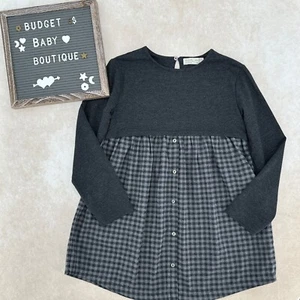 ZARA Gray Check Tunic Top Shirt Size 9/10 - Picture 1 of 3