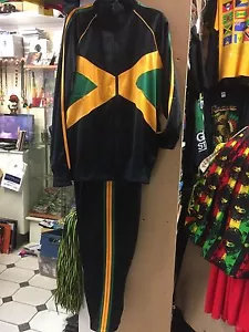 JAMAICA FLAG BLACK YELLOW GREEN COLOURS TRACKSUIT ROOTS REGGAE RASTAFARI - Picture 1 of 1