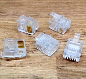 5 RJ11 RJ12 6p6c Crimp Plug Ends ADSL VDSL Cable Connector Plug Telephone 6Pin - Picture 1 of 2