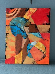 Abstract Red Oil Painting Original, Abstract Wall Art, Canvas Oil Painting 16x20 - Picture 1 of 8