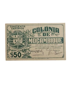 Portugal Mozambique 50 Centavos 1941 Rare HTF US Seller Foreign Currency SEE PIC - Picture 1 of 7