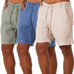Pantaloni da spiaggia uomo estivi comodi chino cotone lino pantaloncini casual larghi coulisse ṑ - Foto 1 di 15