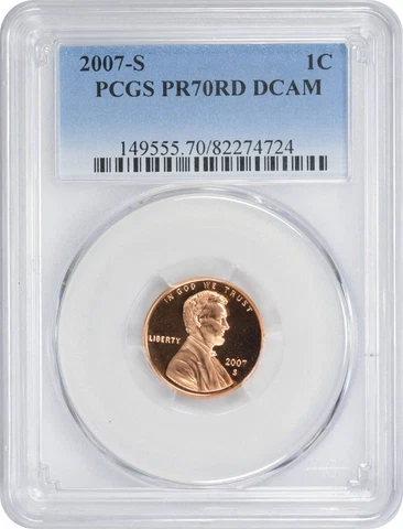 2007-S Lincoln Cent PR70RD DCAM PCGS Cover