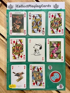 QD2 - Lot of 9 Single Swap Trading Playing Cards Queen of Diamonds Various Backs - Picture 1 of 2