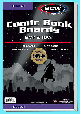100 BCW REGULAR SIZE COMIC BOOK BACKING BOARDS 6-7/8  X 10-1/2  Modern Storage • 24.09€