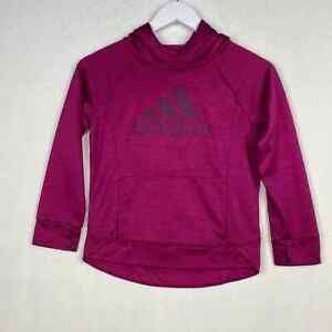 Adidas Girls Size S (7/8) Pink Mock Neck Sweatshirt Hoodie Long Sleeve Pockets
