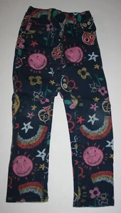 Used Next UK Girls 116 5 6 year Pants Bottoms Rainbow Happy Print Navy Jeans - Picture 1 of 2