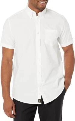 Lee Uniforms Young 男式短袖牛津衬衫,白色 — 第 1/3 张图片