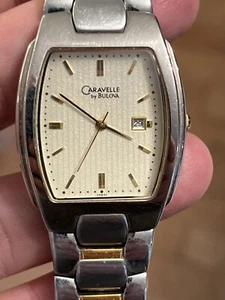 Tank style Bulova Caravelle A5 2005 (?) men's watch quartz gold silver tone - Picture 1 of 10