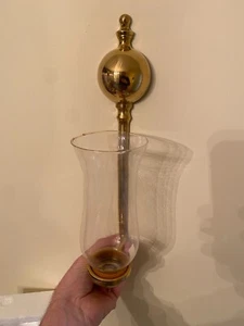 Vintage TWO NEW in Box Candle Sconces Spiegel PAIR Brass Gold Glass - Picture 1 of 8