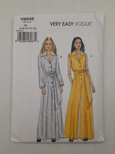 Vogue Sewing Pattern 9245 V9245 Jumpsuit 2 styles Sash Pattern Size 6-14 NEW - Picture 1 of 2