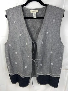 Vintage Eddie Bauer Wollpullover Weste Damen Tall L Knopfleiste Lehrer Oma - Bild 1 von 5