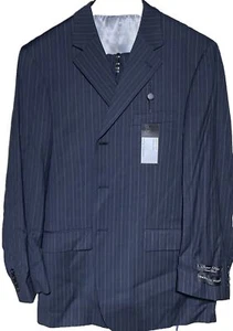 Andrew Fezza Navy Stripe mens size 44 REG 37 W 100% worsted wool new W/tags - Picture 1 of 6