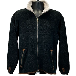 Vintage Alf by Kuhl Sherpa Fleece Sweater Jacket Mens Medium 90s USA Made Black - Picture 1 of 13