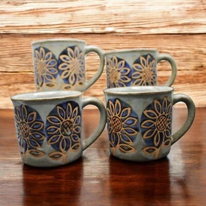 Tazza da caffè vintage studio arte ceramica tazze da tè smalto maculato blu grigio girasoli 4 - Foto 1 di 7