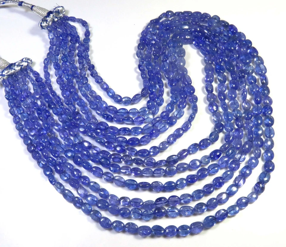 Top Grade Natural Blue African Tanzanite Smooth Oval Gems Beads 5-9mm GV-4295 - Image 1 of 4