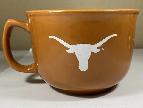 Texas Longhorns Large Wide Ceramic Mug Cup Bowl Soup Chili Cover