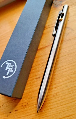 Tactile Turn Switch Pen With Pocket Clip Titanium EasyFlow Ink Fidget Friendly - Image 1 of 4