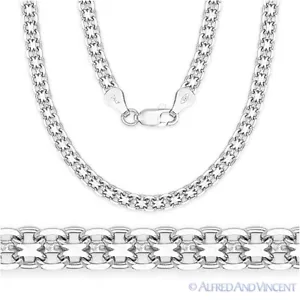 Solid .925 Sterling Silver Bismark 2.4mm Men's Link Chain Necklace Italy Italian - Picture 1 of 1