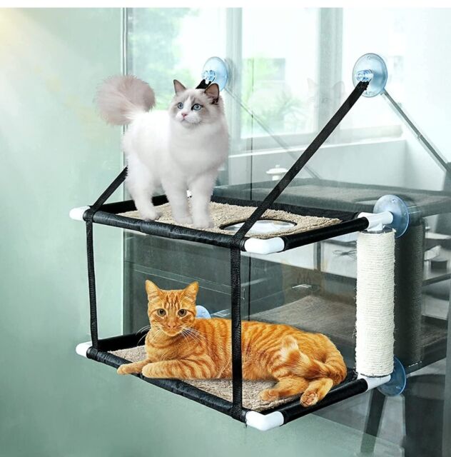 Asiento de hamaca para ventana de gato para gatos de interior,  resistente,ajustable y duradero