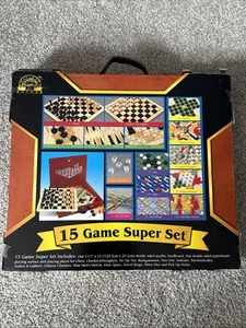 15 Game Super Set Includes Chess Checkers Backgammon Tic-Tac-Toe Solitaire Chin - Picture 1 of 12