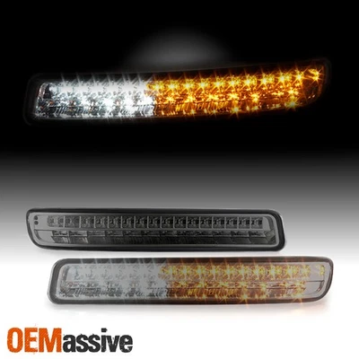 Fit 1999-2006 GMC Sierra Yukon XL Smoke Full LED Bumper Turn Signal Lights - Image 1 of 4