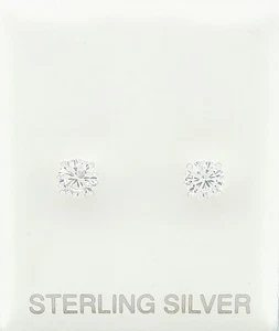 LAB-CREATED 1.14 Cts WHITE SAPPHIRES STUD EARRINGS .925 STERLING SILVER - NWT - Picture 1 of 7